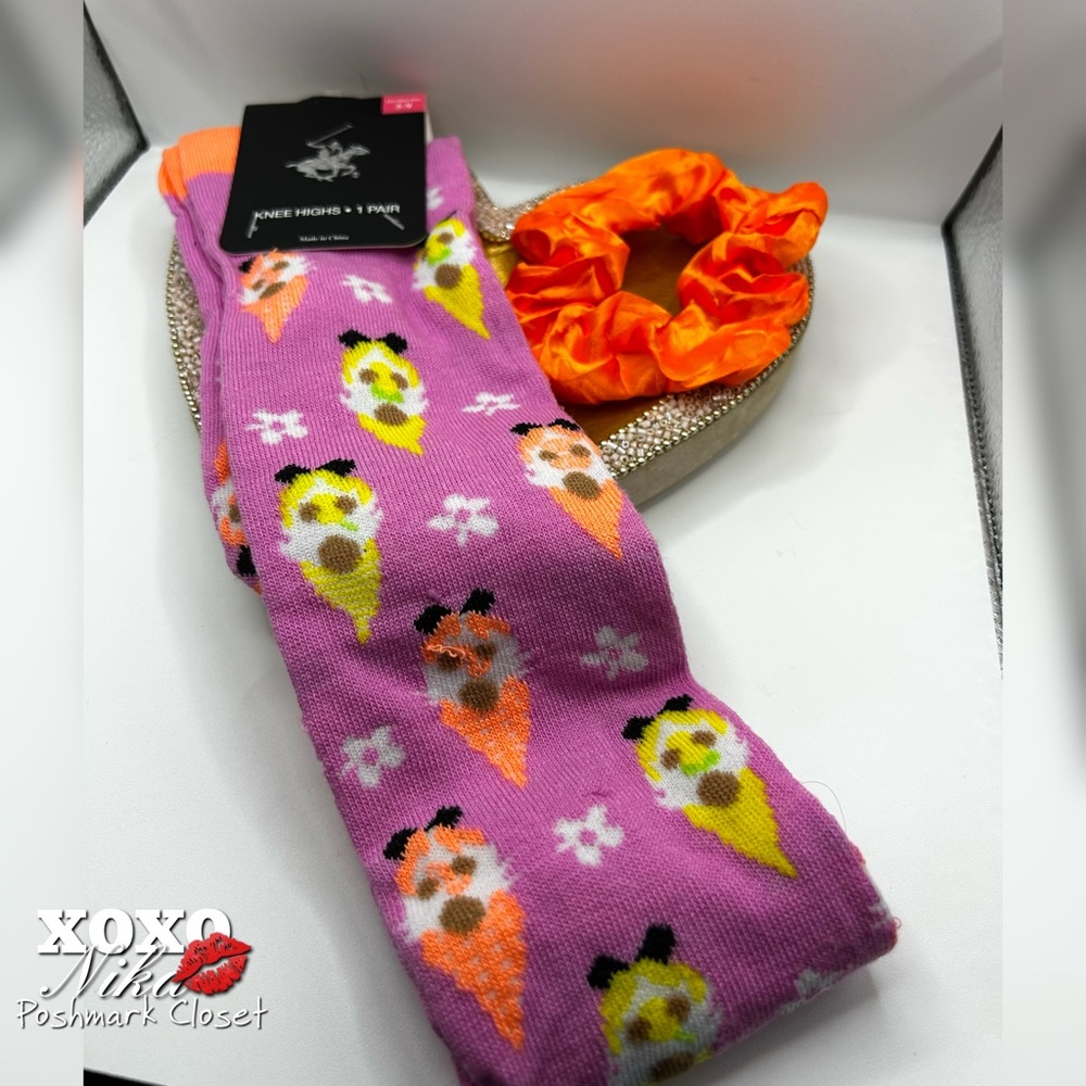 POLO Knee High Socks and Scrunchie Set